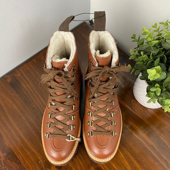 Grenson Nanette Shearling Pebble Grain Leather Chunky Boot Size 6.5 Retail $686 - Picture 4 of 12